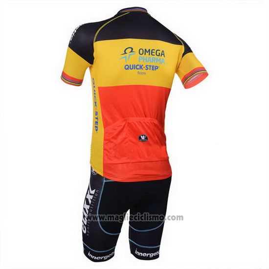 2013 Abbigliamento Ciclismo Omega Pharma Quick Step Campione Belgio Manica Corta e Salopette